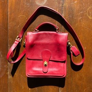 Classic Coach - station Cherry Red Leather Crossbody Purse - Vintage